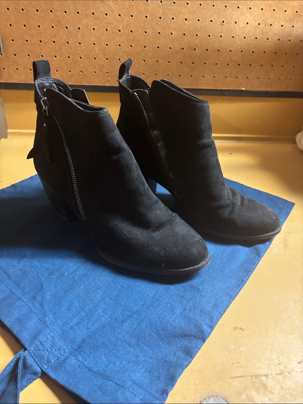 Carlos Santana Black Suede Ankle Booties with Side Zip